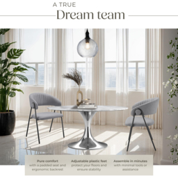 tectake Bedano Set of 2 Grey Woven Fabric Dining Chairs - Wilko - thumbnail 6
