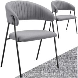 tectake Bedano Set of 2 Grey Woven Fabric Dining Chairs - Wilko - thumbnail 3