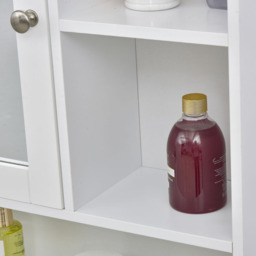 Kleankin Single Door Small Mirror Bathroom Cabinet - Size: 60 x 18 x 63cm - White - Wilko - thumbnail 6