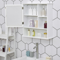 Kleankin Single Door Small Mirror Bathroom Cabinet - Size: 60 x 18 x 63cm - White - Wilko - thumbnail 4