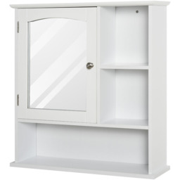 Kleankin Single Door Small Mirror Bathroom Cabinet - Size: 60 x 18 x 63cm - White - Wilko - thumbnail 3