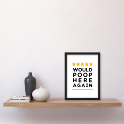 Artery8 5 Star Review Poop Here Again Funny Toilet Sign Framed Wall Art Print 21 x 29.7cm - Size: 32.3 x 23.4 x 1.5cm - White - Wilko - thumbnail 3
