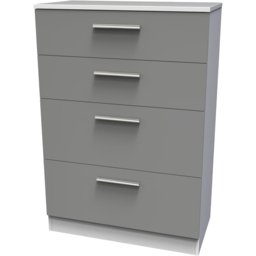 Crowndale Contrast 4 Drawer Dusk Grey and White Deep Chest of Drawers Ready Assembled - Dusk Grey & White - Wilko - thumbnail 4