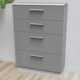 Crowndale Contrast 4 Drawer Dusk Grey and White Deep Chest of Drawers Ready Assembled - Dusk Grey & White - Wilko - thumbnail 1