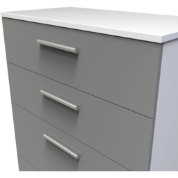 Crowndale Contrast 4 Drawer Dusk Grey and White Deep Chest of Drawers Ready Assembled - Dusk Grey & White - Wilko - thumbnail 5