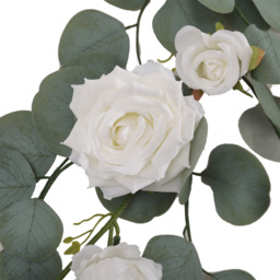 Living and Home Green and White Rose Eucalyptus Artificial Vine Garland 185cm - Size: 10 x 185 x 10cm - Wilko - thumbnail 7