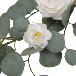 Living and Home Green and White Rose Eucalyptus Artificial Vine Garland 185cm - Size: 10 x 185 x 10cm - Wilko - thumbnail 4