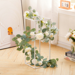 Living and Home Green and White Rose Eucalyptus Artificial Vine Garland 185cm - Size: 10 x 185 x 10cm - Wilko - thumbnail 3