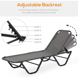 Outsunny Grey Relaxer Recliner Sun Lounger - Size: 1 Seater - Wilko - thumbnail 6