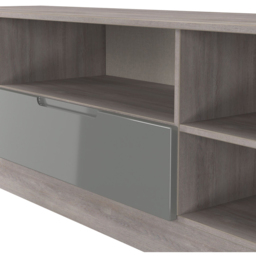 Crowndale Milan Single Drawer 5 Shelf Grey Gloss and Grey Oak Wide TV Unit Ready Assembled - Size: 50 x 144 x 39cm - Grey Gloss & Grey Oak - Wilko - thumbnail 5