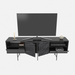 Decorotika Derin Black Marble Effect TV Unit - Size: 64.7 x 180 x 37.1cm - Wilko - thumbnail 7