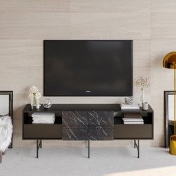Decorotika Derin Black Marble Effect TV Unit - Size: 64.7 x 180 x 37.1cm - Wilko - thumbnail 5