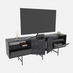 Decorotika Derin Black Marble Effect TV Unit - Size: 64.7 x 180 x 37.1cm - Wilko - thumbnail 6