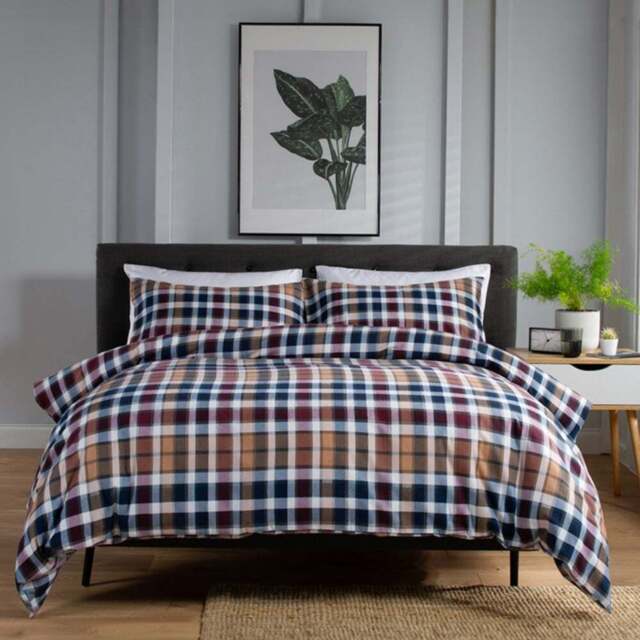 The Lyndon Company Super King Size Newbury Check Duvet Set - Multi - Wilko - image 1