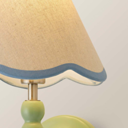 ValueLights Blue Trim Scallop Shade Green Bobbin LED Wall Light with Bulb 2 Pack - Size: 32 x 19 x 20cm - Wilko - thumbnail 6