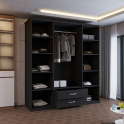 Sliding Wardrobes 4U London 4 Door 2 Drawer Black Hinged Central Mirrored Wardrobe 171cm - Size: 4 Door, 2 Drawer - Wilko - thumbnail 5