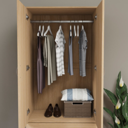 Vida Designs Riano 2 Door 2 Drawer Pine Wardrobe - Size: 2 Door, 2 Drawer - Brown - Wilko - thumbnail 7