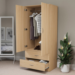 Vida Designs Riano 2 Door 2 Drawer Pine Wardrobe - Size: 2 Door, 2 Drawer - Brown - Wilko - thumbnail 5