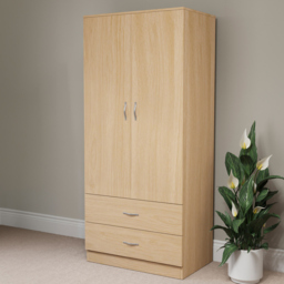 VIDA DESIGNS Riano 2 Door 2 Drawer Pine Wardrobe - Size: 2 Door, 2 Drawer - Brown - Wilko