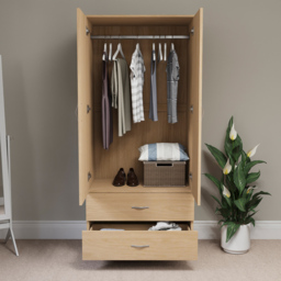 Vida Designs Riano 2 Door 2 Drawer Pine Wardrobe - Size: 2 Door, 2 Drawer - Brown - Wilko - thumbnail 6