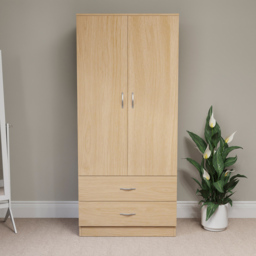 Vida Designs Riano 2 Door 2 Drawer Pine Wardrobe - Size: 2 Door, 2 Drawer - Brown - Wilko - thumbnail 4