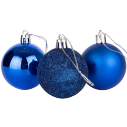 Shatchi 5cm Blue Shatterproof Christmas Baubles 9 Pack - Wilko - thumbnail 3