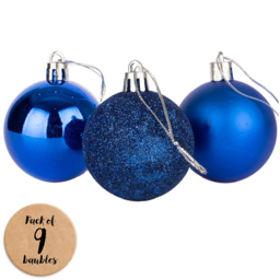 Shatchi 5cm Blue Shatterproof Christmas Baubles 9 Pack - Wilko