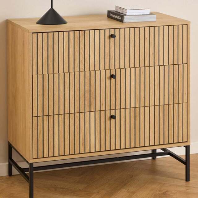 Florence Albany 3 Drawer Oak Chest of Drawers - Multi - Furniture To Go - Wilko - image 1