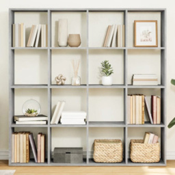 vidaXL 16 Shelf Concrete Grey Bookcase - Size: 137.5 x 29 x 137.5cm - Wilko