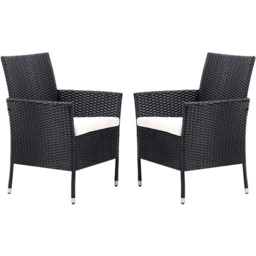 Living and Home Set of 4 Rattan Chair with Cushioned Seat - Size: 82.5 x 58 x 61cm - Black - Wilko - thumbnail 4