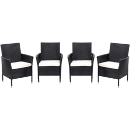 Living and Home Set of 4 Rattan Chair with Cushioned Seat - Size: 82.5 x 58 x 61cm - Black - Wilko - thumbnail 3