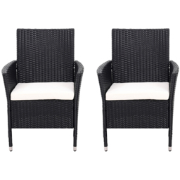 Living and Home Set of 4 Rattan Chair with Cushioned Seat - Size: 82.5 x 58 x 61cm - Black - Wilko - thumbnail 7