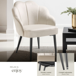tectake Hellen Cream and Black Velvet Accent Chair - Size: Single - Wilko - thumbnail 4