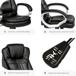 tectake Zulu Black Height Adjustable Ergonomic Office Chair - Wilko - thumbnail 4