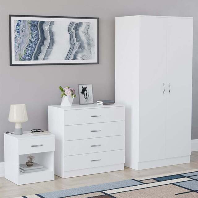 Vida Designs Riano White 3 Piece Bedroom Furniture Set - Wilko - image 1
