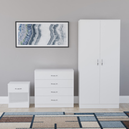 Vida Designs Riano White 3 Piece Bedroom Furniture Set - Wilko - thumbnail 3