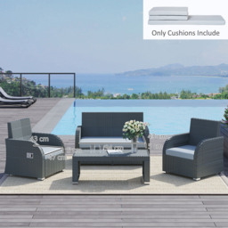 Outsunny 3 Piece Grey Outdoor Seat Cushion Set - Wilko - thumbnail 4