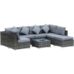 Outsunny 7 Seater Grey Rattan Corner Sofa Set with Table - Wilko - thumbnail 3