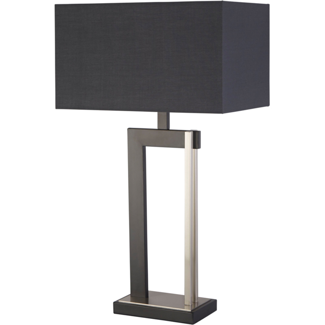 Lighting Collection Dunbar Black Fabric Shade Satin Nickel Geometric Table Lamp - Size: 36.5 x 30 x 59cm - Wilko - image 1