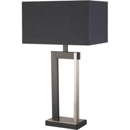 Lighting Collection Dunbar Black Fabric Shade Satin Nickel Geometric Table Lamp - Size: 36.5 x 30 x 59cm - Wilko