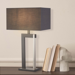 Lighting Collection Dunbar Black Fabric Shade Satin Nickel Geometric Table Lamp - Size: 36.5 x 30 x 59cm - Wilko - thumbnail 3