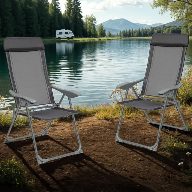 tectake Maurine Set of 4 Anthracite Garden Chairs - Size: 110 x 59 x 73cm - Grey - Wilko - image 1