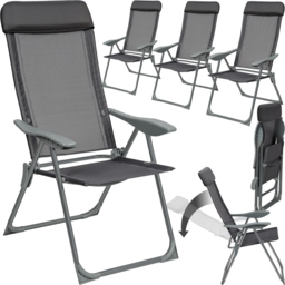 tectake Maurine Set of 4 Anthracite Garden Chairs - Size: 110 x 59 x 73cm - Grey - Wilko - thumbnail 3