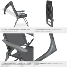 tectake Maurine Set of 4 Anthracite Garden Chairs - Size: 110 x 59 x 73cm - Grey - Wilko - thumbnail 6