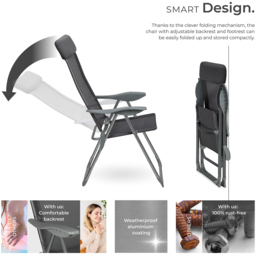 tectake Maurine Set of 4 Anthracite Garden Chairs - Size: 110 x 59 x 73cm - Grey - Wilko - thumbnail 4