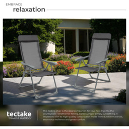 tectake Maurine Set of 4 Anthracite Garden Chairs - Size: 110 x 59 x 73cm - Grey - Wilko - thumbnail 5
