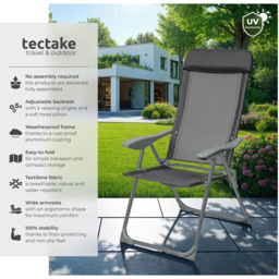 tectake Maurine Set of 4 Anthracite Garden Chairs - Size: 110 x 59 x 73cm - Grey - Wilko - thumbnail 7