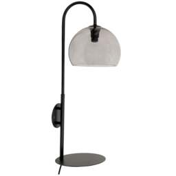 ValueLights Glenn Smoked Glass Globe Shade LED Wall Light with Matte Black Shelf - Size: 64.5 x 25 x 20cm - Wilko - thumbnail 1