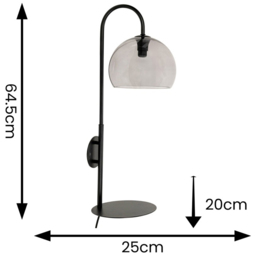 ValueLights Glenn Smoked Glass Globe Shade LED Wall Light with Matte Black Shelf - Size: 64.5 x 25 x 20cm - Wilko - thumbnail 5