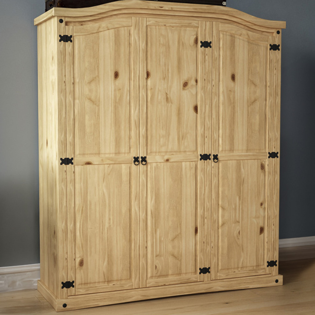 VIDA DESIGNS Corona 3 Door Natural Wardrobe - Brown - Wilko - image 1